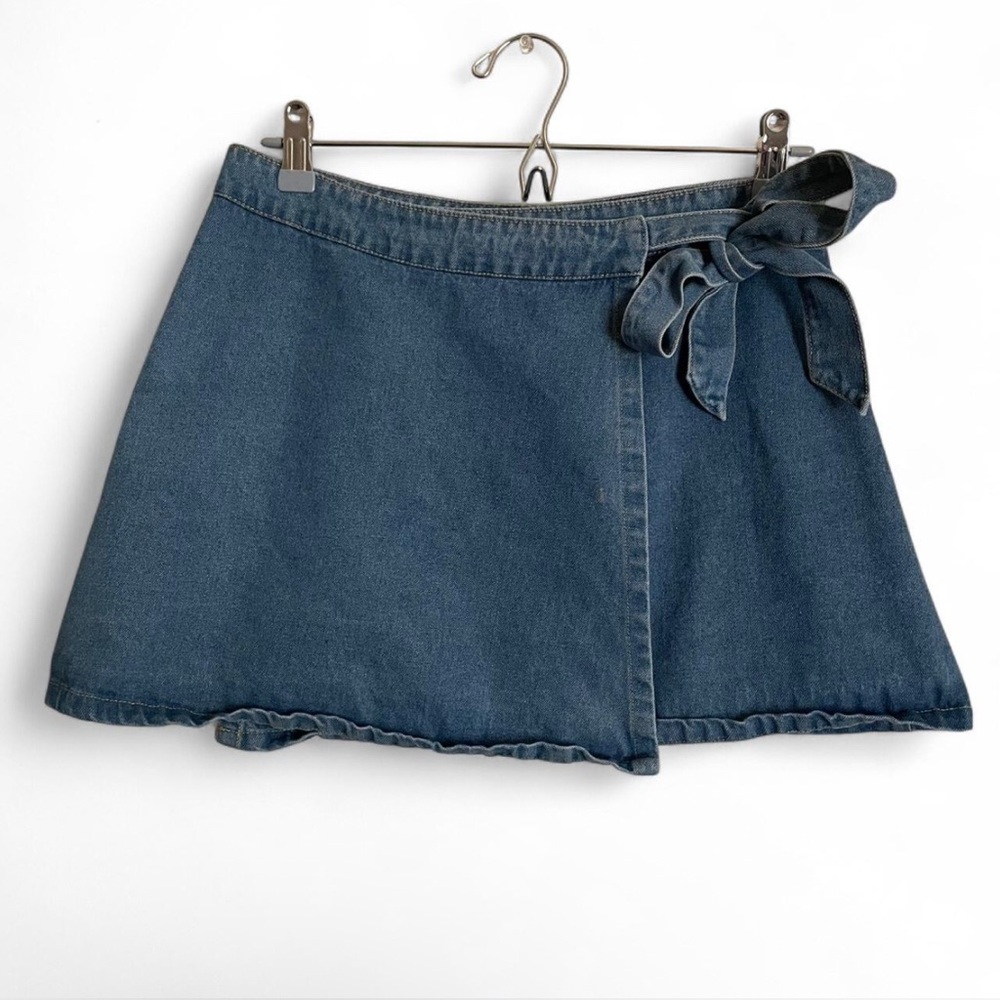 Sage Blue Denim Wrap Skirt